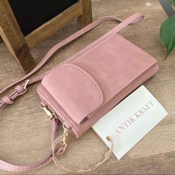 Antik Kraft Smartphone Crossbody Wallet Purse PINK - Picture 2 of 5